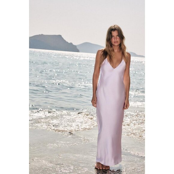 ZARA SATIN MIDI DRESS - Picture 2 of 8